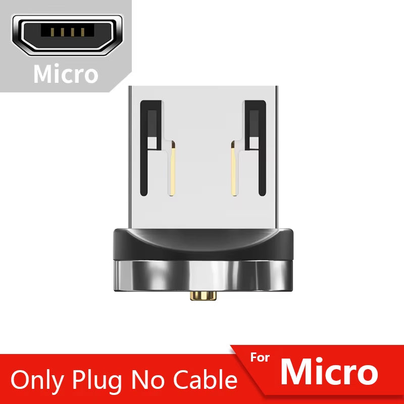 Fast Charging 540° Rotate Magnetic Cable - Micro USB & Type C for iPhone & Xiaomi