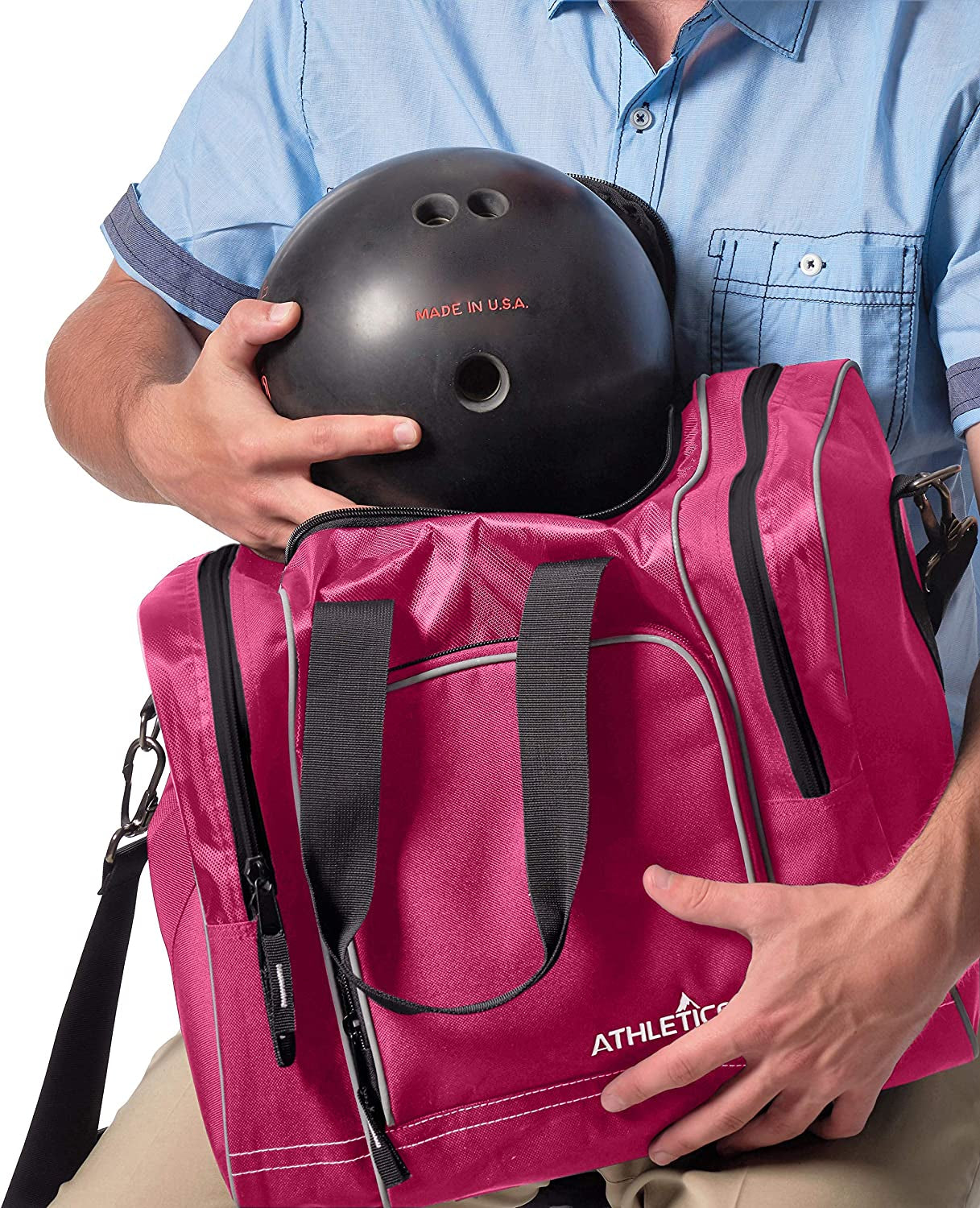 Premium Single Ball Bowling Bag with Padded Holder - Fits Shoes up to Men's Size 14