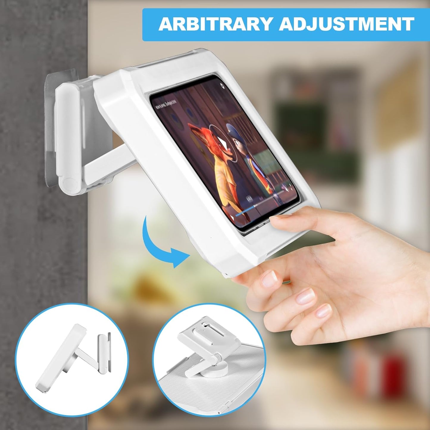 Shower Phone Holder Waterproof 360°Rotation Adjustable Phone Shower Holder, for Bathroom Bathtub Mirror Wall Mounted Phone Case Holder, Phone Holder for Shower 4" to 7" (White)