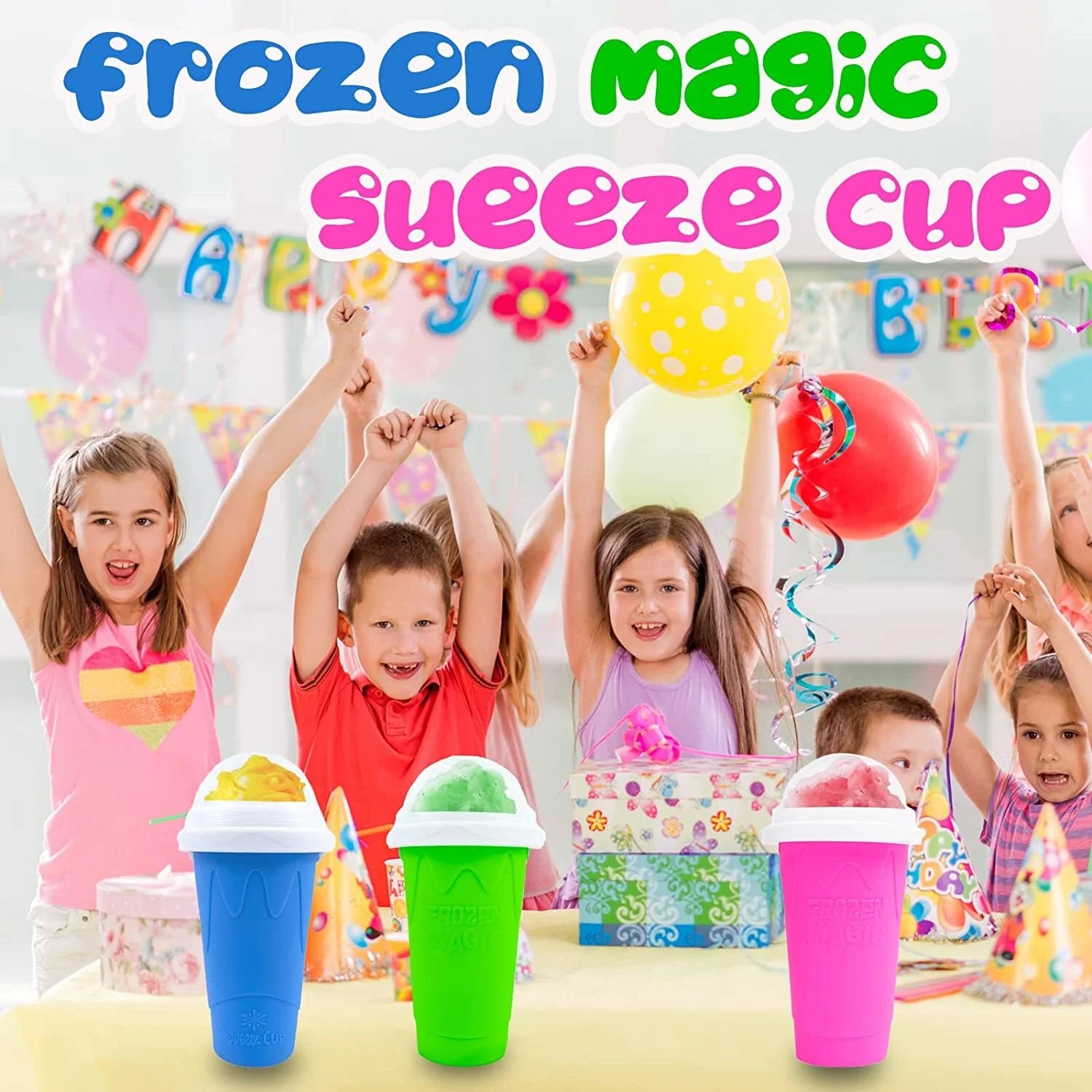 Slushy Maker Cup - TIK TOK Quick Frozen Magic Squeeze Cup, Double Layers Slushie Cup, DIY Homemade Squeeze Icy Cup, Fasting Cooling Make and Serve Slushy Cup for Milk Shake, Smoothies, Slushies