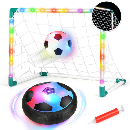 Light-Up Hover Soccer Ball Set for Boys 3-6, 2 Light-Up Air Floating Balls&Led Frame W/ Foam Bumper, Indoor Outdoor Game Soccer Toys, Ideal Birthday Christmas Gifts for Kids Aged 6-8, 8-12