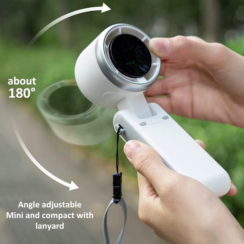 2024 Summer Fan Hand-Held Folding High-Speed Turbo Fan New Hanging Neck Outdoor Fan Desktop Portable LED Adjustment Student Fans